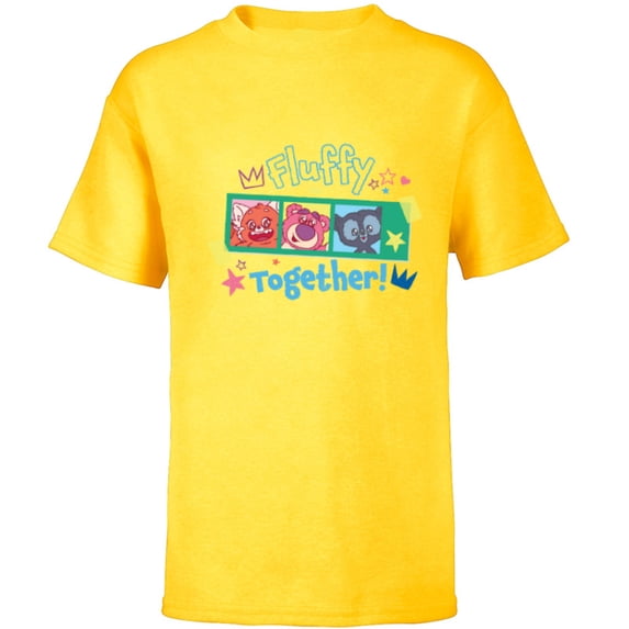 Disney and Pixar’s Lotso Mei Brave Bear Cub Fluffy Together - Short Sleeve T-Shirt for Kids - Customized-Yellow