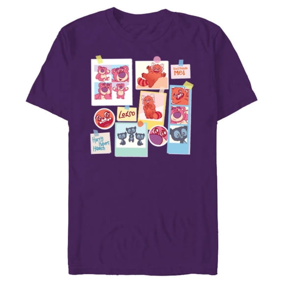 Disney and Pixar’s Lotso Mei Brave Bears Fluffy Cute Photos - Short Sleeve Blended T-Shirt for Adults - Customized-Purple