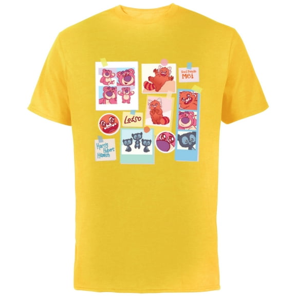 Disney and Pixar’s Lotso Mei Brave Bears Fluffy Cute Photos - Short Sleeve Cotton T-Shirt for Adults - Customized-Yellow