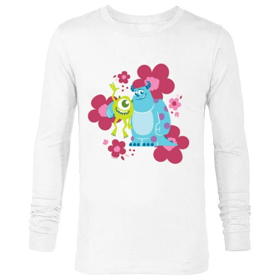 Disney and Pixar’s Monsters Inc Cute Sulley & Mike Flowers - Long Sleeve T-Shirt for Men - Customized-White