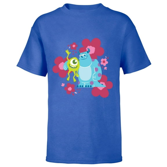 Disney and Pixar’s Monsters Inc Cute Sulley & Mike Flowers - Short Sleeve T-Shirt for Kids - Customized-Royal