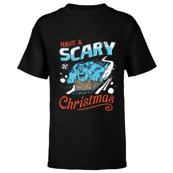Disney and Pixar’s Monsters, Inc. Have a Scary Christmas - Short Sleeve T-Shirt for Kids - Customized-Black