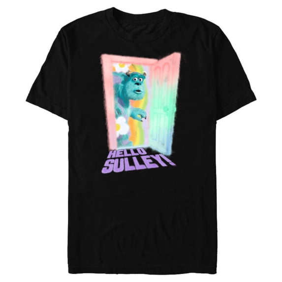 Disney and Pixar’s Monsters Inc Hello Sulley Door Peek - Short Sleeve Blended T-Shirt for Adults - Customized-Black