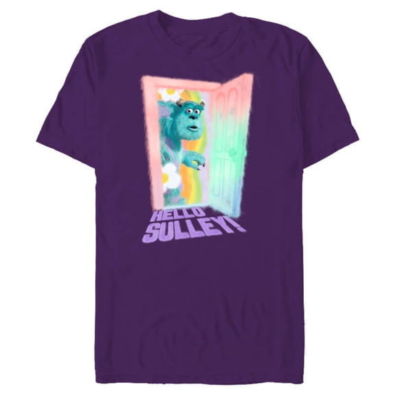 Disney and Pixar’s Monsters Inc Hello Sulley Door Peek - Short Sleeve Blended T-Shirt for Adults - Customized-Purple