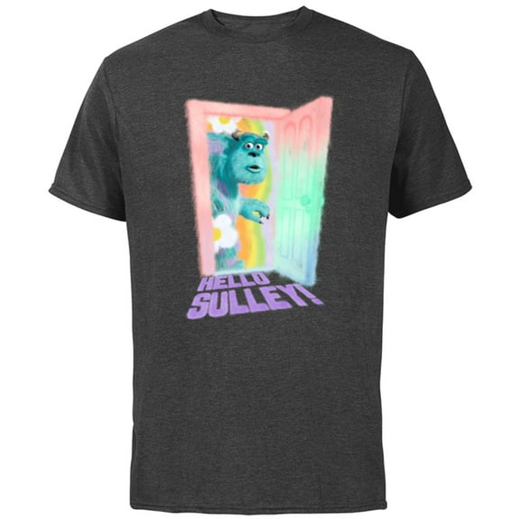 Disney and Pixar’s Monsters Inc Hello Sulley Door Peek - Short Sleeve Cotton T-Shirt for Adults - Customized-Charcoal