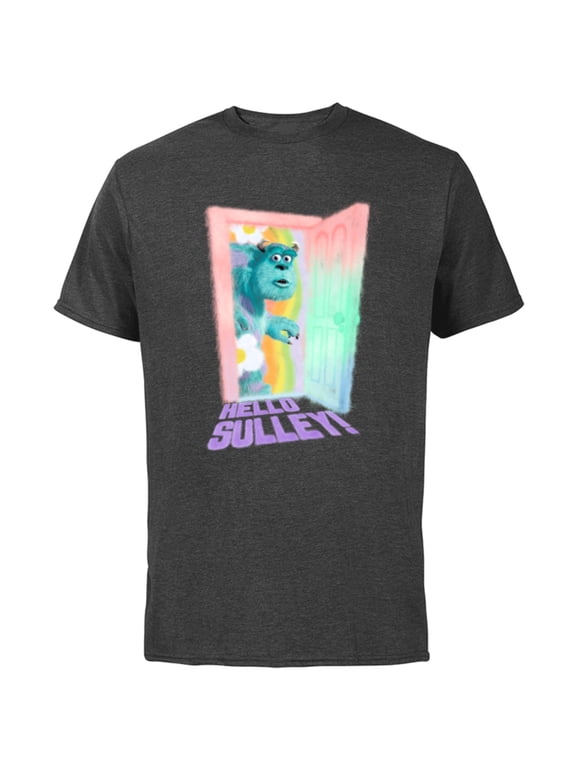 Disney and Pixar’s Monsters Inc Hello Sulley Door Peek - Short Sleeve Cotton T-Shirt for Adults - Customized-Charcoal