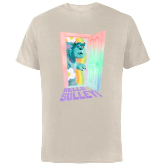 Disney and Pixar’s Monsters Inc Hello Sulley Door Peek - Short Sleeve Cotton T-Shirt for Adults - Customized-Natural