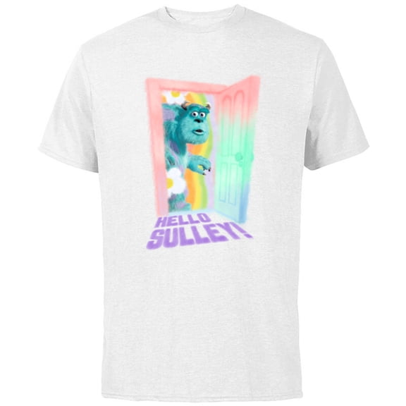 Disney and Pixar’s Monsters Inc Hello Sulley Door Peek - Short Sleeve Cotton T-Shirt for Adults - Customized-White