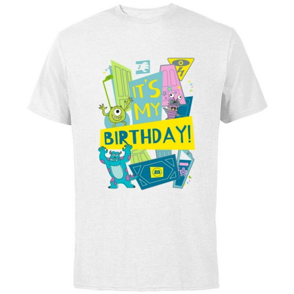 Disney and Pixar’s Monsters, Inc. It’s My Birthday - Short Sleeve Cotton T-Shirt for Adults - Customized-White