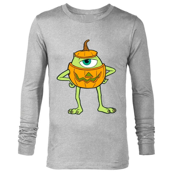 Disney and Pixar's Monsters, Inc. Mike Pumpkin Halloween - Long Sleeve T-Shirt for Men - Customized-Athletic Heather