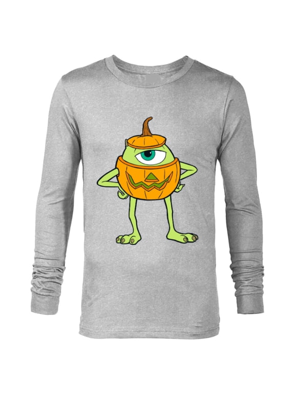 Disney and Pixar's Monsters, Inc. Mike Pumpkin Halloween - Long Sleeve T-Shirt for Men - Customized-Athletic Heather