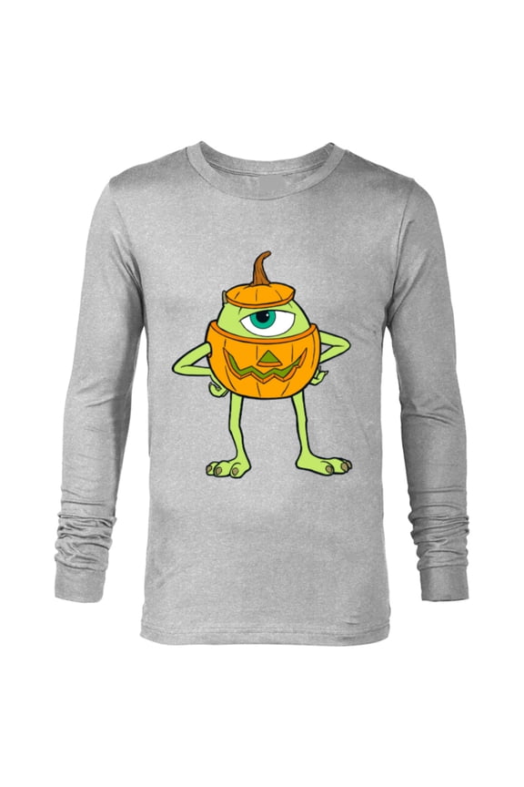 Disney and Pixar's Monsters, Inc. Mike Pumpkin Halloween - Long Sleeve T-Shirt for Men - Customized-Athletic Heather