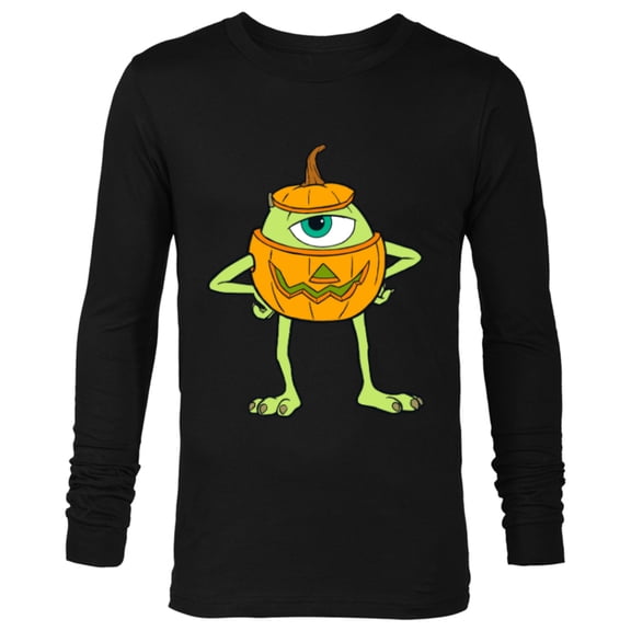 Disney and Pixar's Monsters, Inc. Mike Pumpkin Halloween - Long Sleeve T-Shirt for Men - Customized-Black