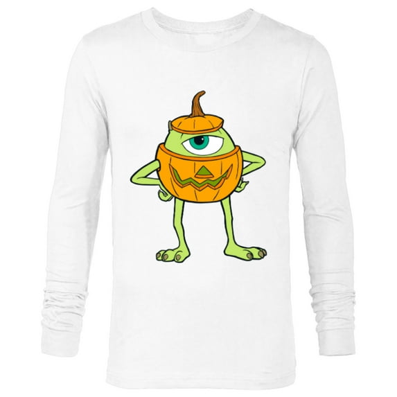 Disney and Pixar's Monsters, Inc. Mike Pumpkin Halloween - Long Sleeve T-Shirt for Men - Customized-White