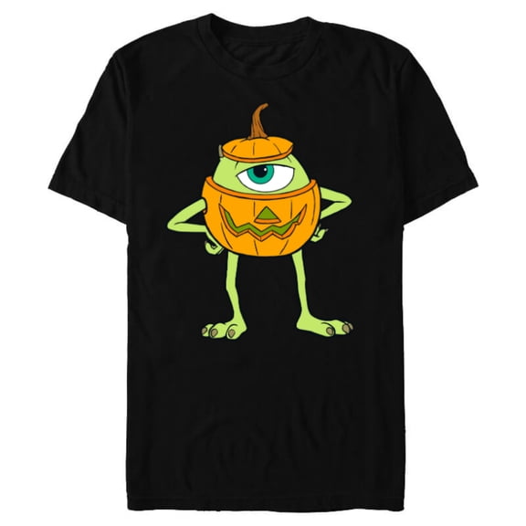 Disney and Pixar's Monsters, Inc. Mike Pumpkin Halloween - Short Sleeve Blended T-Shirt for Adults - Customized-Black