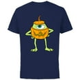 thumbnail image 1 of Disney and Pixar's Monsters, Inc. Mike Pumpkin Halloween - Short Sleeve Cotton T-Shirt for Adults - Customized-Navy, 1 of 5