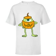 Disney and Pixar's Monsters, Inc. Mike Pumpkin Halloween - Short Sleeve T-Shirt for Kids - Customized-White