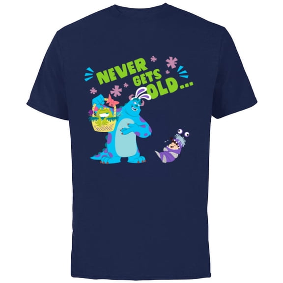 Disney and Pixar’s Monsters, Inc. Mike Sulley Boo Easter - Short Sleeve Cotton T-Shirt for Adults - Customized-Navy