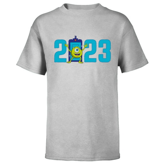Disney and Pixar’s Monsters Inc Mike Wazowski 2023 New Year - Short Sleeve T-Shirt for Kids - Customized-Athletic Heather