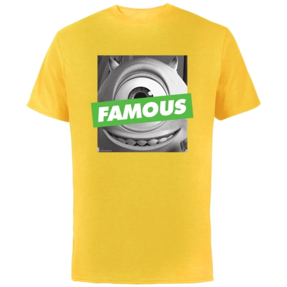 Disney and Pixar’s Monsters, Inc. Mike Wazowski Famous - Short Sleeve Cotton T-Shirt for Adults - Customized-Yellow