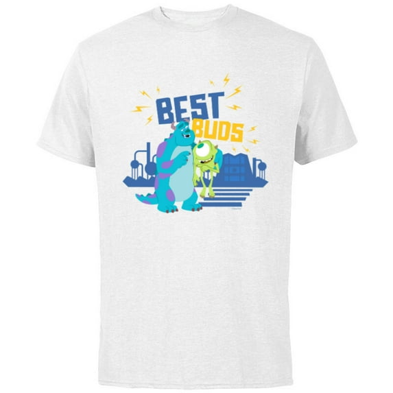 Disney and Pixar’s Monsters, Inc. Mike and Sulley Best Buds - Short Sleeve Cotton T-Shirt for Adults - Customized-White