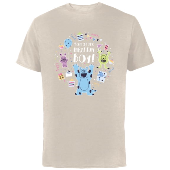 Disney and Pixar’s Monsters, Inc. Mom of the Birthday Boy - Short Sleeve Cotton T-Shirt for Adults - Customized-Natural