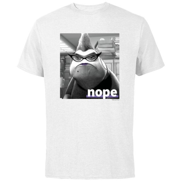 Disney and Pixar’s Monsters, Inc. Roz Nope Quote - Short Sleeve Cotton T-Shirt for Adults - Customized-White