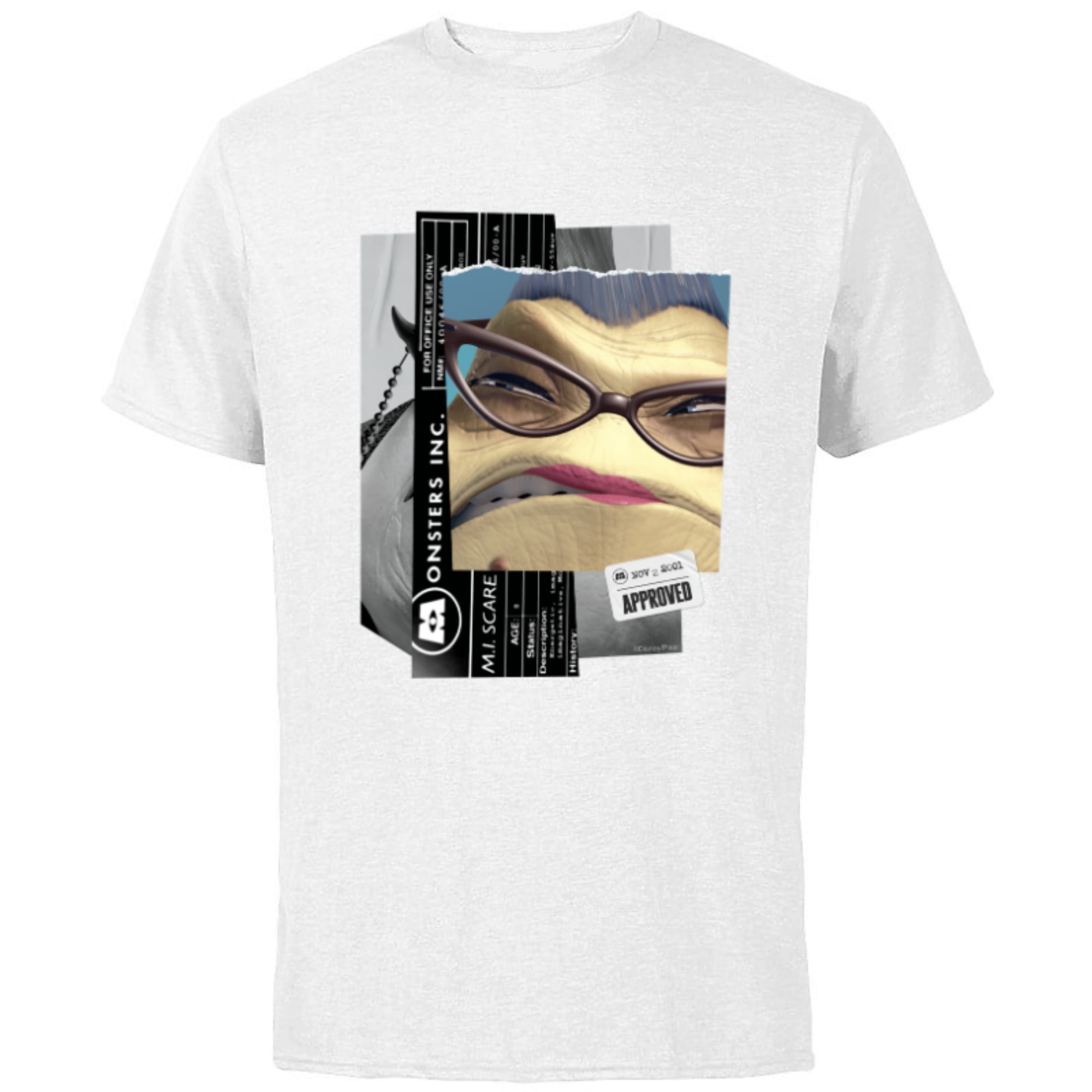Disney and Pixar's Monsters, Inc. Roz Personnel File - Short Sleeve Cotton T -Shirt for Adults - Customized-White - Walmart.com