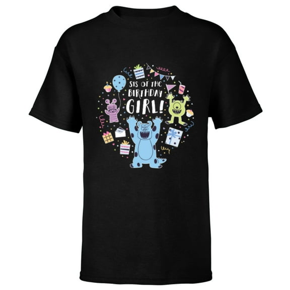 Disney and Pixar’s Monsters, Inc. Sis of the Birthday Girl - Short Sleeve T-Shirt for Kids - Customized-Black