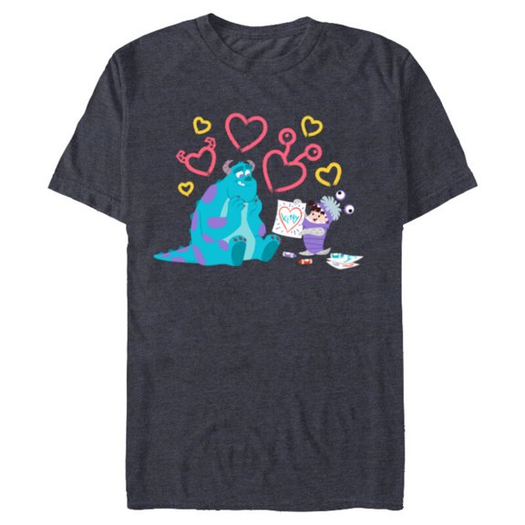 Disney and Pixar’s Monsters, Inc. Sulley Boo Kitty Hearts - Short Sleeve Blended T-Shirt for Adults - Customized-Navy Heather