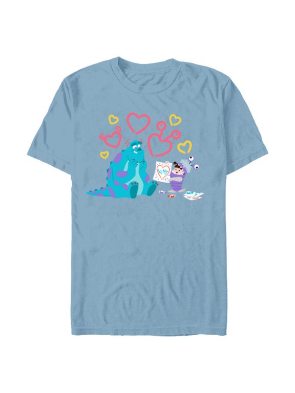 Disney and Pixar’s Monsters, Inc. Sulley Boo Kitty Hearts - Short Sleeve Blended T-Shirt for Adults - Customized-Ocean Blue