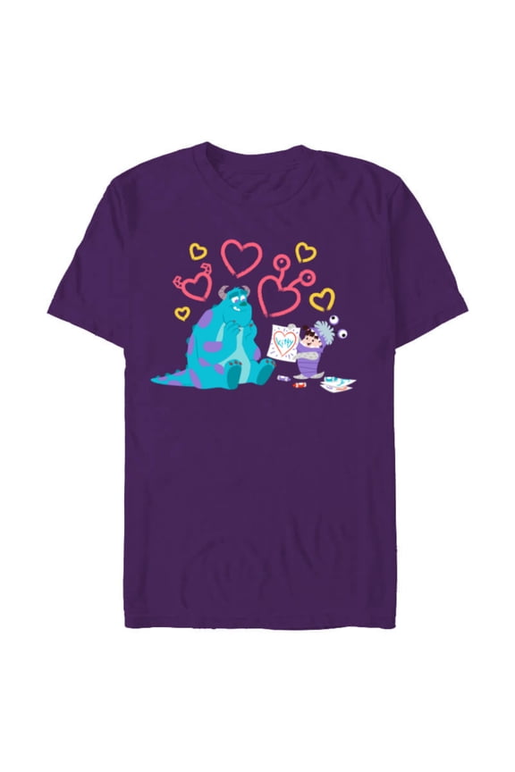 Disney and Pixar’s Monsters, Inc. Sulley Boo Kitty Hearts - Short Sleeve Blended T-Shirt for Adults - Customized-Purple