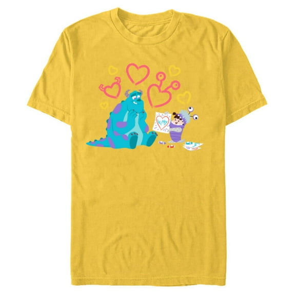 Disney and Pixar’s Monsters, Inc. Sulley Boo Kitty Hearts - Short Sleeve Blended T-Shirt for Adults - Customized-Yellow