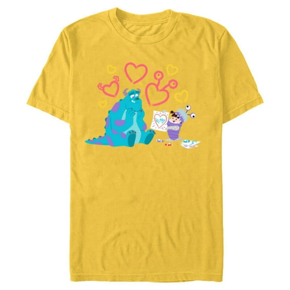 Disney and Pixar’s Monsters, Inc. Sulley Boo Kitty Hearts - Short Sleeve Blended T-Shirt for Adults - Customized-Yellow