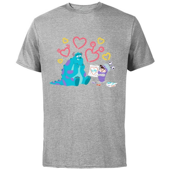 Disney and Pixar’s Monsters, Inc. Sulley Boo Kitty Hearts - Short Sleeve Cotton T-Shirt for Adults - Customized-Athletic Heather