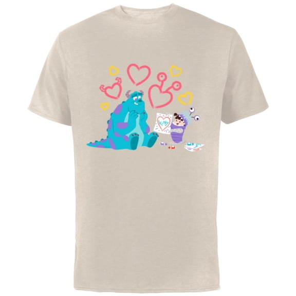 Disney and Pixar’s Monsters, Inc. Sulley Boo Kitty Hearts - Short Sleeve Cotton T-Shirt for Adults - Customized-Natural