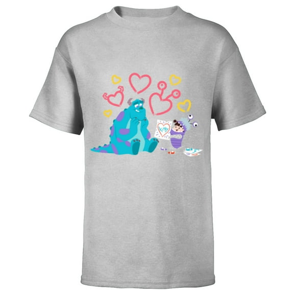Disney and Pixar’s Monsters, Inc. Sulley Boo Kitty Hearts - Short Sleeve T-Shirt for Kids - Customized-Athletic Heather