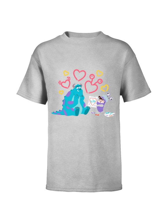 Disney and Pixar’s Monsters, Inc. Sulley Boo Kitty Hearts - Short Sleeve T-Shirt for Kids - Customized-Athletic Heather