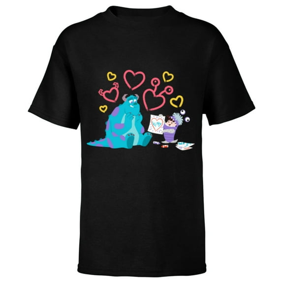 Disney and Pixar’s Monsters, Inc. Sulley Boo Kitty Hearts - Short Sleeve T-Shirt for Kids - Customized-Black
