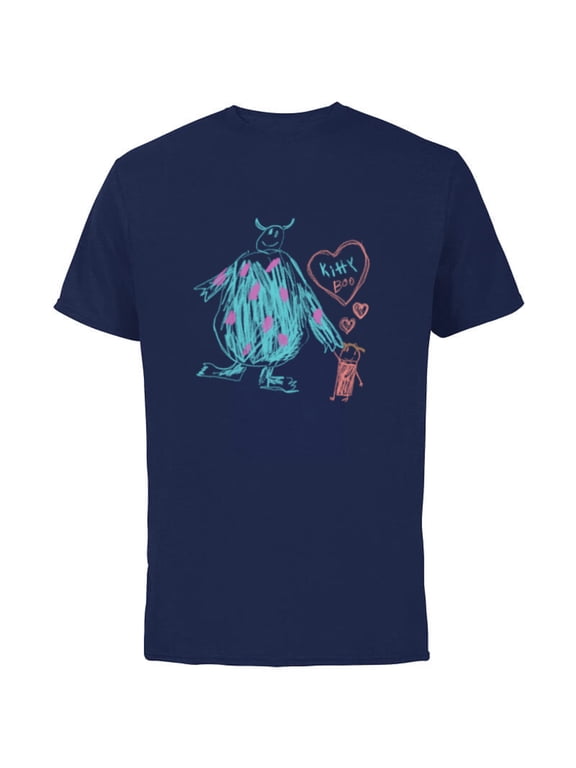 Disney and Pixar's Monsters, Inc. Sulley Kitty and Boo - Short Sleeve Cotton T-Shirt for Adults - Customized-Navy