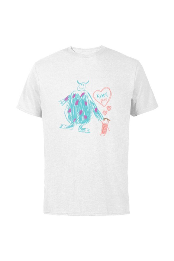 Disney and Pixar's Monsters, Inc. Sulley Kitty and Boo - Short Sleeve Cotton T-Shirt for Adults - Customized-White