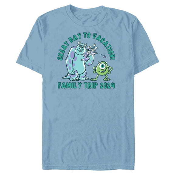 Disney and Pixar’s Monsters, Inc. Vacation Family Trip 2024 - Short Sleeve Blended T-Shirt for Adults - Customized-Ocean Blue