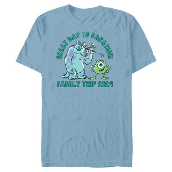Disney and Pixar’s Monsters, Inc. Vacation Family Trip 2024 - Short Sleeve Blended T-Shirt for Adults - Customized-Ocean Blue