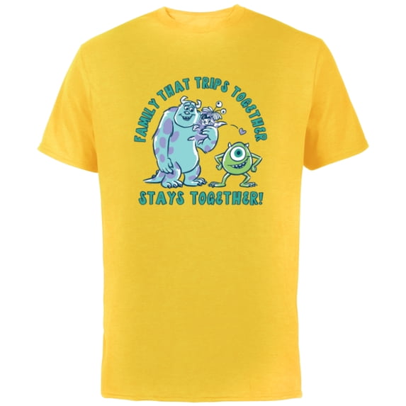 Disney and Pixar’s Monsters, Inc. Vacation Family Trip - Short Sleeve Cotton T-Shirt for Adults - Customized-Yellow