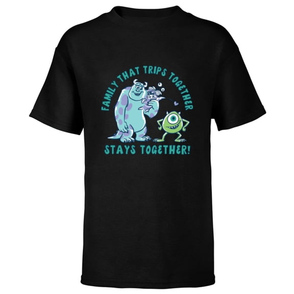 Disney and Pixar’s Monsters, Inc. Vacation Family Trip - Short Sleeve T-Shirt for Kids - Customized-Black