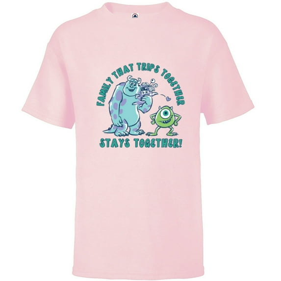 Disney and Pixar’s Monsters, Inc. Vacation Family Trip - Short Sleeve T-Shirt for Kids - Customized-Soft Pink