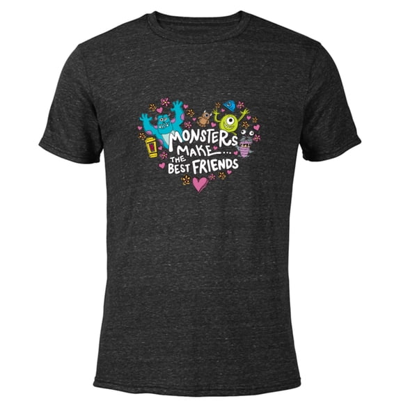 Disney and Pixar’s Monsters Make the Best Friends - Short Sleeve Blended T-Shirt for Adults – Customized-Black