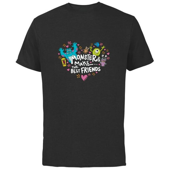 Disney and Pixar’s Monsters Make the Best Friends - Short Sleeve Cotton T-Shirt for Adults - Customized-Black