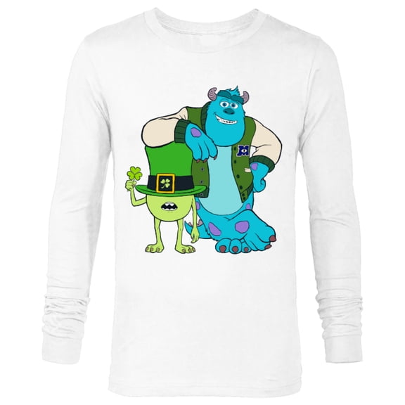 Disney and Pixar’s Monsters Mike and Sulley St. Patrick’s Day - Long Sleeve T-Shirt for Men - Customized-White