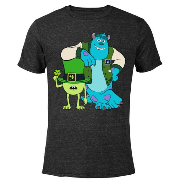 Disney and Pixar’s Monsters Mike and Sulley St. Patrick’s Day - Short Sleeve Blended T-Shirt for Adults - Customized-Black